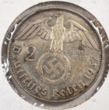 1937 E SILVER 2MARKS NAZI GERMANY