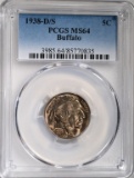 1938-D/S BUFFALO NICKEL PCGS MS64