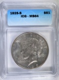 1925-S PEACE DOLLAR, ICG MS-64