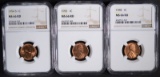 1954-S, 55 & 58 LINCOLN CENTS NGC MS66RD