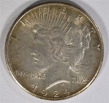 1924-S PEACE DOLLAR, CH AU+