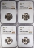 (4) 1945-S JEFFERSON NICKELS, NGC-MS66