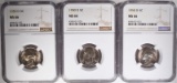 3- 1950-D JEFFERSON NICKELS, NGC-MS66