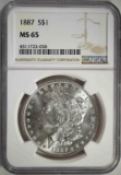 1887 MORGAN DOLLAR, NGC MS-65