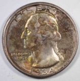 1934 WASH QTR GEM BU + RAINBOW COLORS