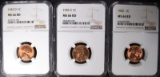 1942-P,D, & S LINCOLN CENTS, NGC MS-66 RED