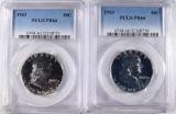 2 - 1963 FRANKLIN HALF DOLLARS PCGS PR66