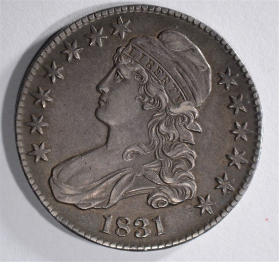 1831 BUST HALF DOLLAR, AU+  TONING