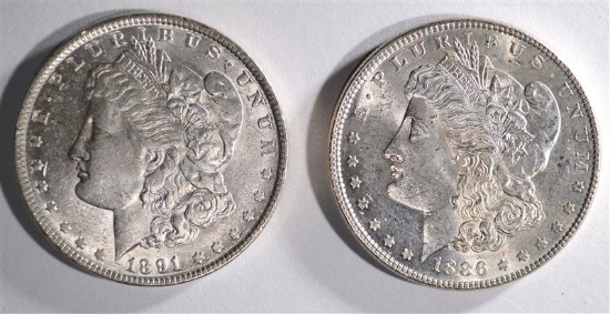 1886 & 1891 BU MORGAN DOLLARS