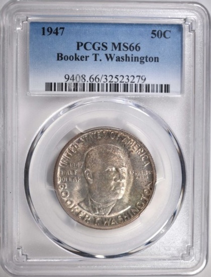 1947 BOOKER T WASHINGTON HALF DOLLAR, PCGS MS-66