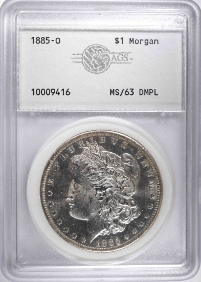 1885-O MORGAN DOLLAR, AGS CH BU DMPL