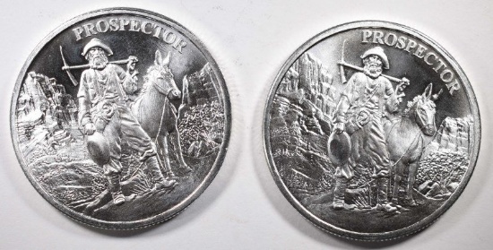 2-PROSPECTOR ONE OUNCE .999 SILVER ROUNDS