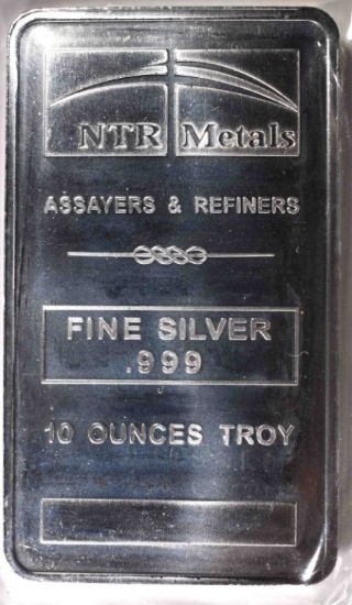 TEN OUNCE .999 SILVER BAR NTR METALS