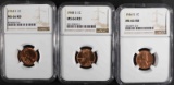 1946-S, 1948-S, 1954-S LINCOLN CENTS NGC MS66 RD