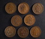 8 - INDIAN HEAD CENTS; 1891, 1892, 1893