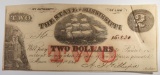 1864 STATE OF MISSISSIPPI $2.00 NOTE, CU