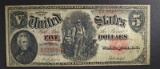 1907 $5.00 U.S. NOTE 