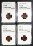 LOT OF 4 LINCOLN CENTS, ALL NGC PF-68 RD