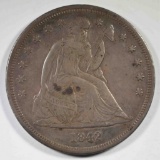 1842 SEATED LIBERTY DOLLAR  XF-AU