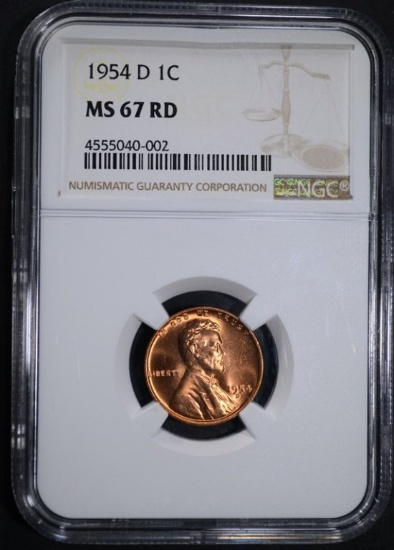 1954 D LINCOLN CENT NGC MS 67 RED