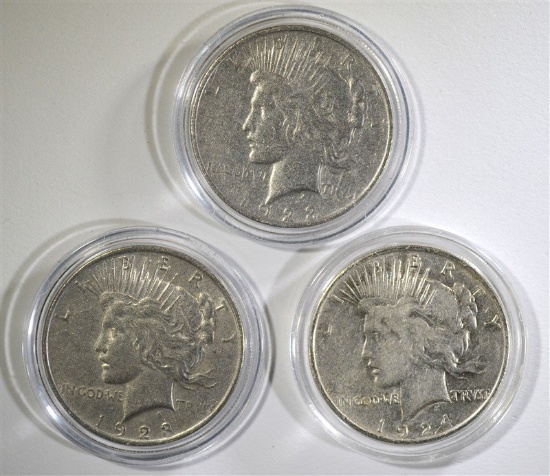 3 - SILVER PEACE DOLLARS; 1923 P&D,