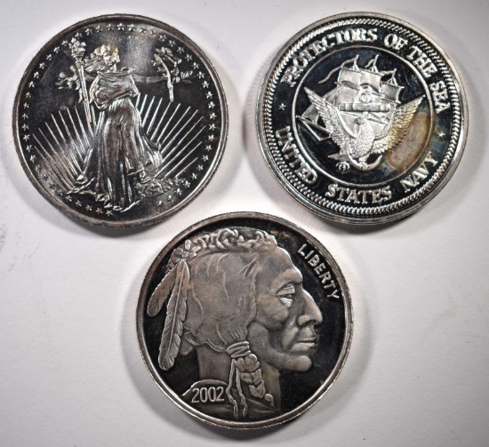 3 - SILVER 1 oz ROUNDS; DESERT STORM,