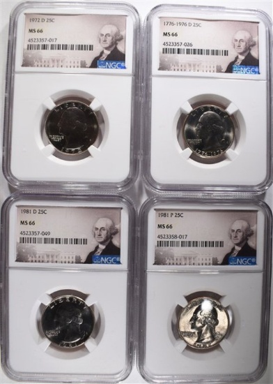 NGC MS66  QTR LOT; 1972-D, 1976-D, 1981 P&D