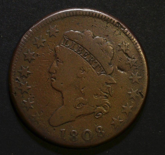 1808 CLASSIC HEAD LARGE CENT, VG BETTER DATE