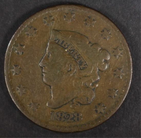 1828 LARGE CENT, VG+