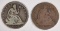 1856-O & 1877 SEATED HALF DOLLARS