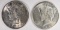 1923 & 1925 PEACE DOLLAR, CH BU