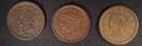 1849 VF, 1851 VF & 1854 F LARGE CENTS