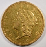 1850 $20 GOLD LIBERTY AU MINOR RIM BUMPS