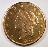 1875-CC $20 GOLD LIBERTY BU CLEANED