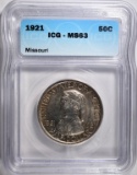 1921 MISSOURI HALF $ COMMEM ICG MS63