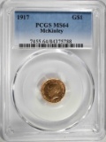 1917 McKINLEY $1.00 GOLD PCGS MS64  RARE