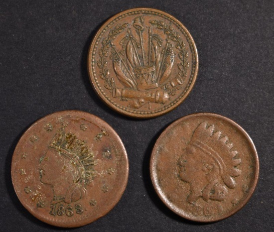 (3) PATRIOTIC CIVIL WAR TOKENS