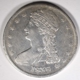 1838 REEDED EDGE HALF DOLLAR, VF/XF