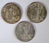 3 - WALKING LIBERTY HALF DOLLARS;