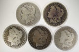 5 LOW GRADE MORGAN DOLLARS SOME PROBLEMS