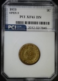1873 OPEN 3 TWO CENT PIECE PCI XF/AU