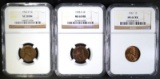 3 LINCOLN CENTS ALL NGC 1922-D VF-20 BN,