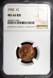 1930 LINCOLN CENT, NGC MS-66 RED