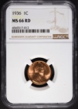 1936 LINCOLN CENT, NGC MS-66 RED
