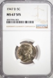 1947-D JEFFERSON NICKEL, NGC MS-67 5FS