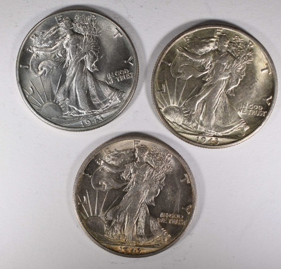 3-1943-S CH BU WALKING LIBERTY HALVES BETTER DATE