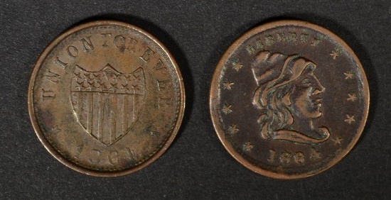 2 DIFFERENT CIVIL WAR TOKENS