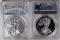 AMERICAN SILVER EAGLES; BOTH PCGS