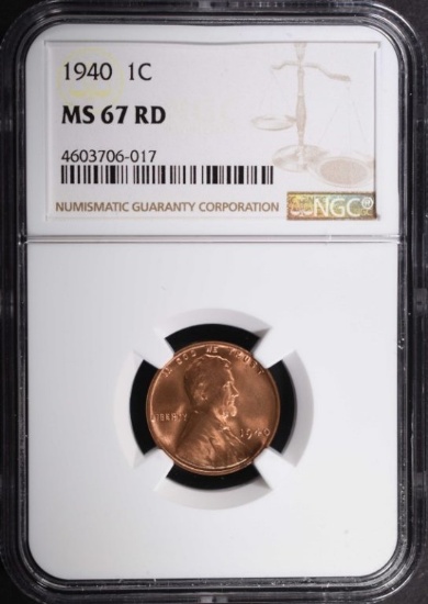 1940 LINCOLN CENT, NGC MS-67 RED