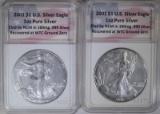 2 - 2001 AMERICAN SILVER EAGLES NTC CERTIFIED